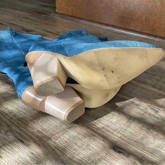 Denim boots, full back zipper, cute heels, sz 8.5/39 - Picture 7 of 8